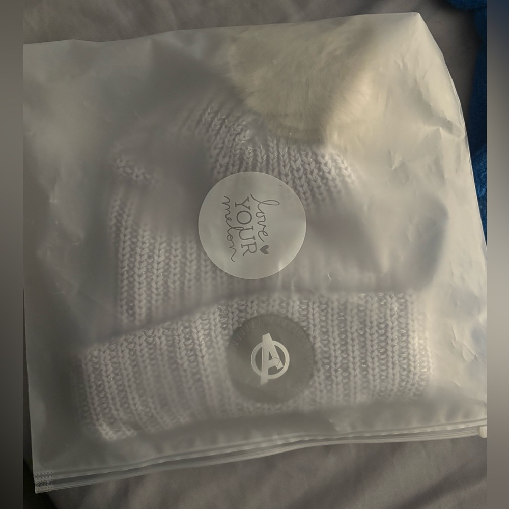 Love your Melon Avengers Gray Knit Beanie with Pom Pom
